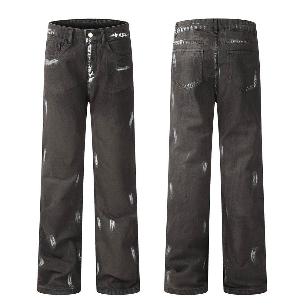 Punk Waste Soil Distressed Men Denim jeans pant Straight-leg Trousers - Velora