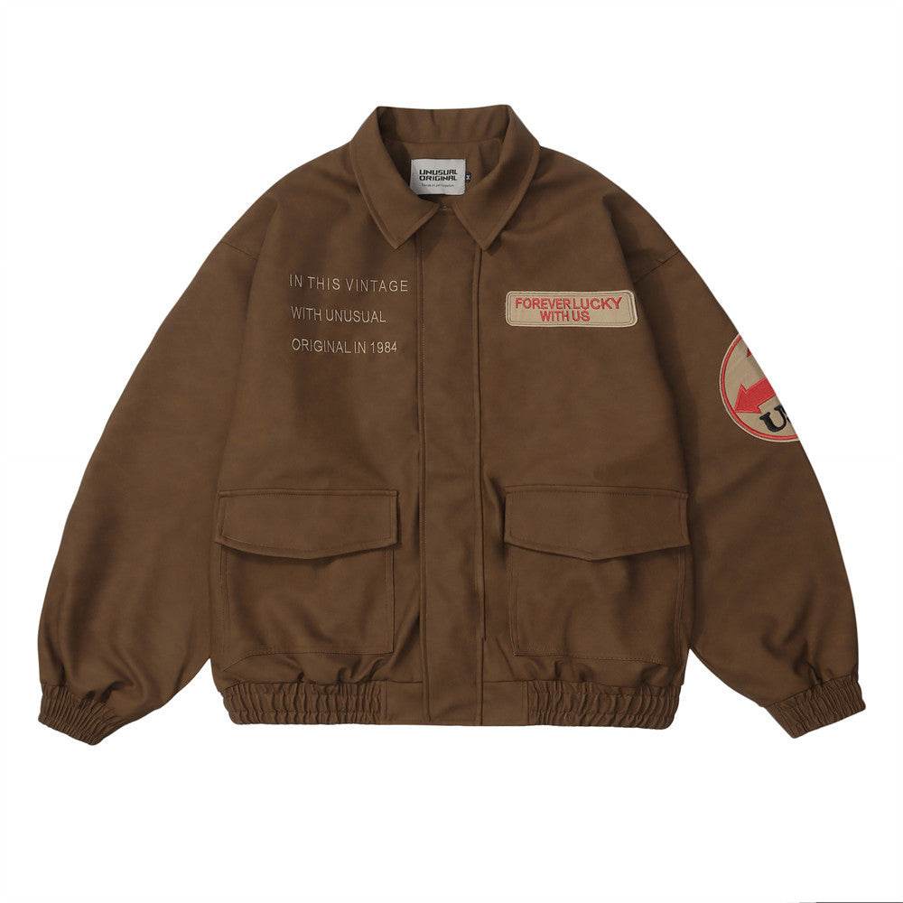 Men's Paste Cloth Embroidery Letter Coat - Velora