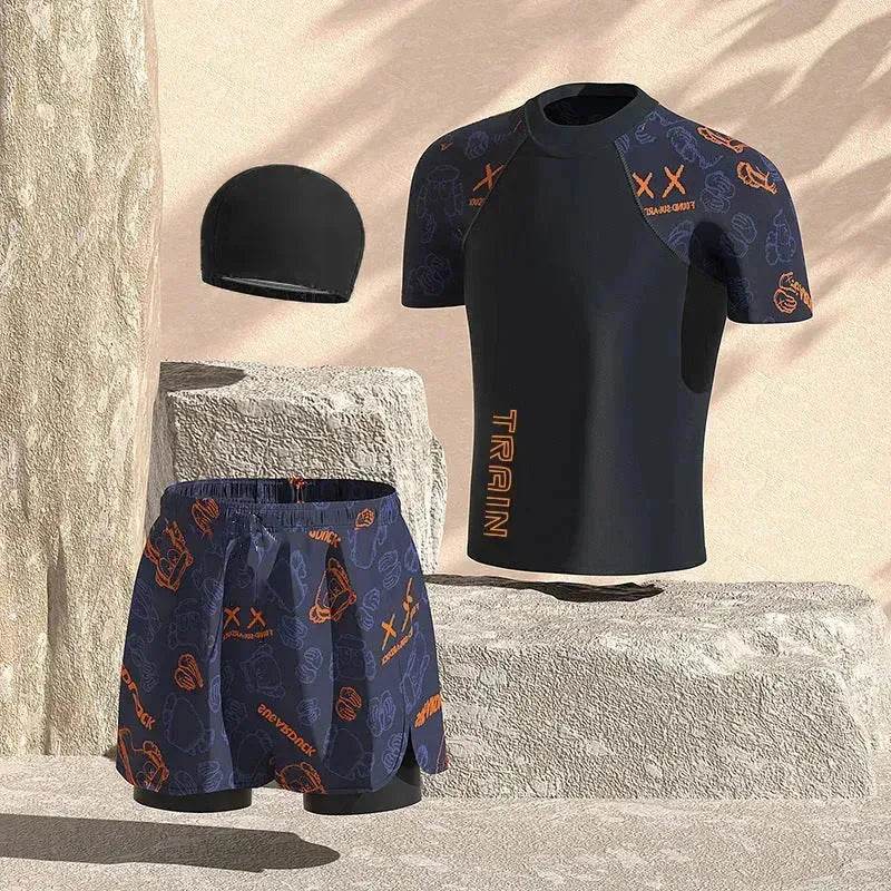 Older Boys Fashion Printed Casual Swimsuit Suit Two piece for boys Swimwear for boys - Velora