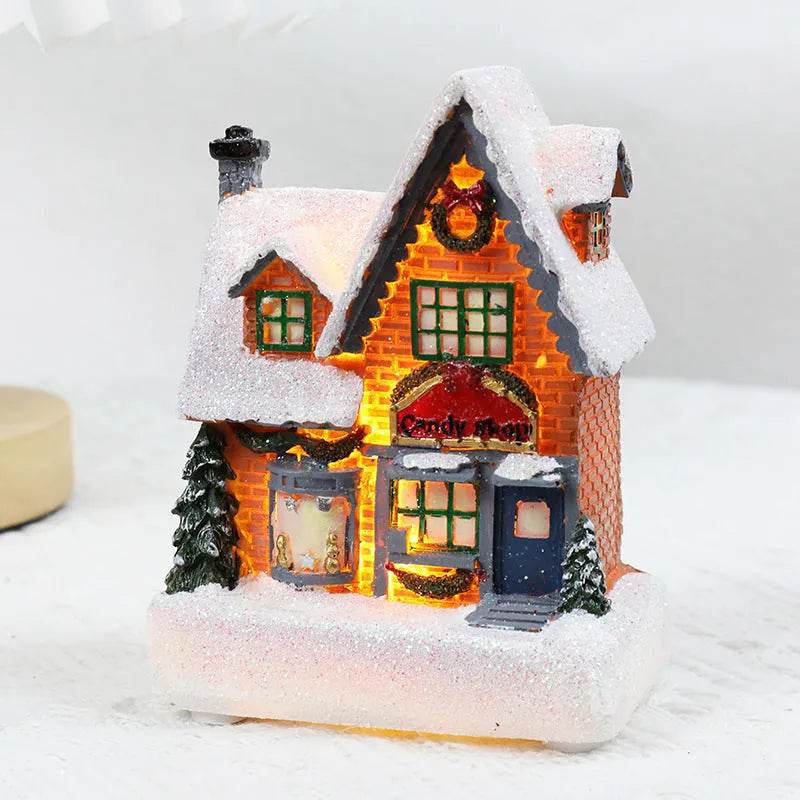 Christmas Decorations Resin Small House Luminous Ornaments - Velora