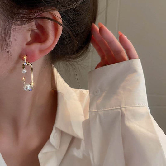 Elegant And Sophisticated Pearl Geometric Earrings - Velora