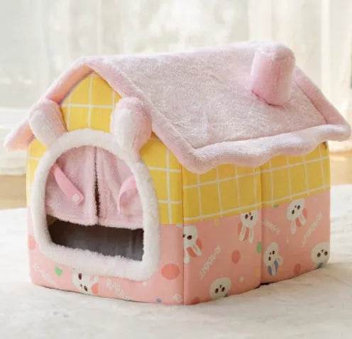Foldable Dog House Pet Cat Bed Winter Dog Villa Sleep Kennel Removable Nest Warm Enclosed Cave Sofa Pets Supplies - Velora
