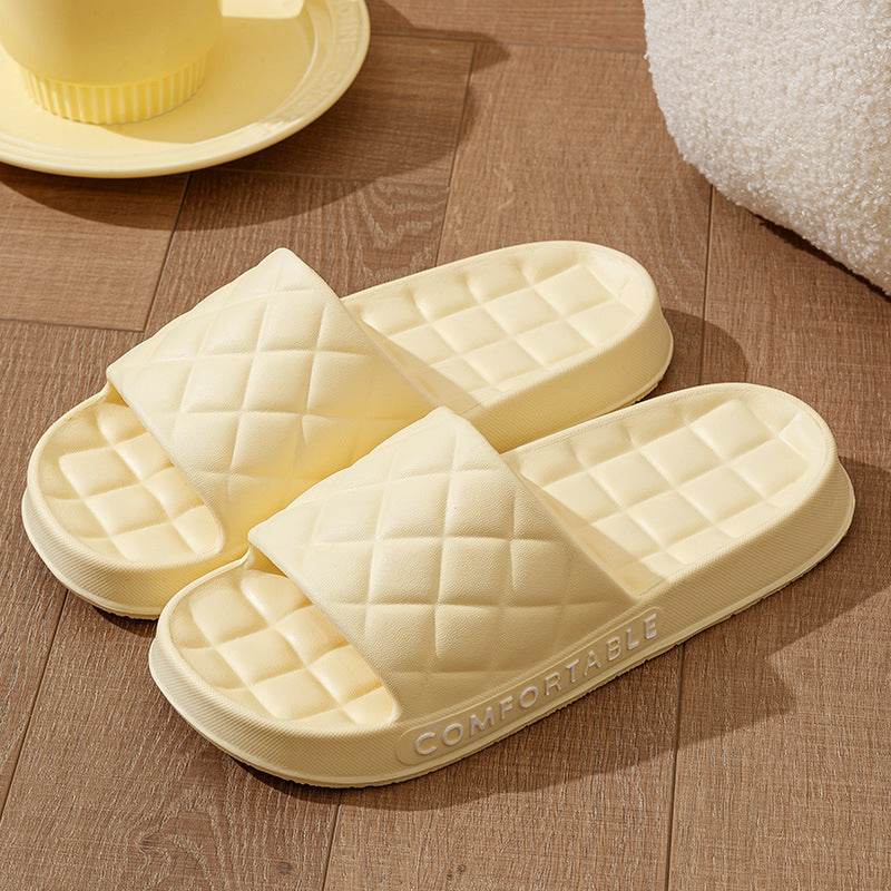 Men's Home Slippers With Plaid Design Soft-soled Silent Indoor Floor Bathing Slippers Women House Shoes Summer - Velora
