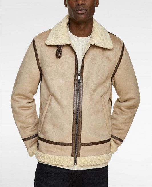 Men's Lapel Suede Fabric Jacket Coat - Velora