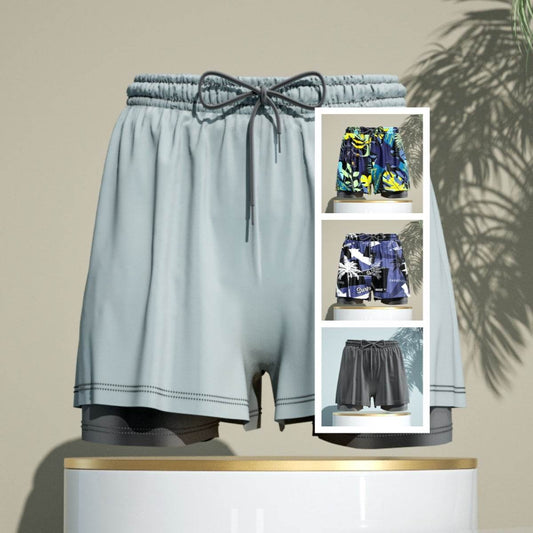 Men's 2-in-1 Breathable Loose Quick Drying Swimming Trunks Swimming Shorts Swimming Pants Flat Corner Pants Beach Pants Hot Spring Swimming Equipment - Velora
