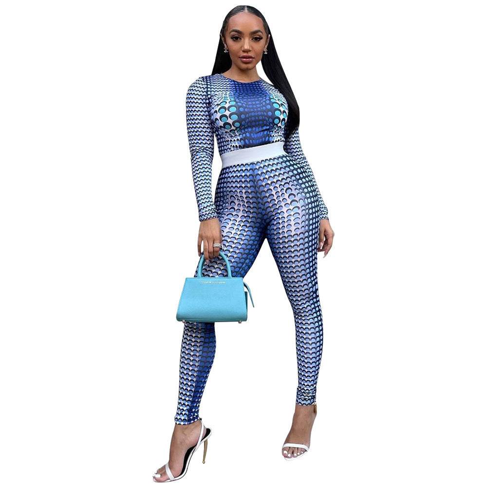 Fashion Skinny 2pcs Printed Athleisure Outfit women - Velora