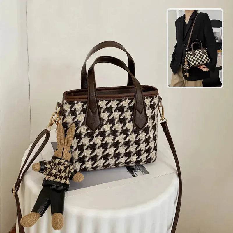 Fashion Houndstooth Shoulder Bags Portable Checkerboard Handbags All-match Messenger Crossbody Bag Women - Velora