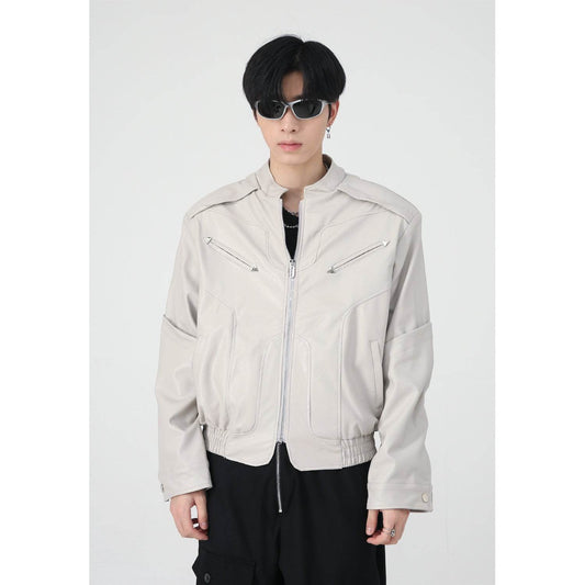 Men's High-grade Short Motorcycle Leather Coat - Velora
