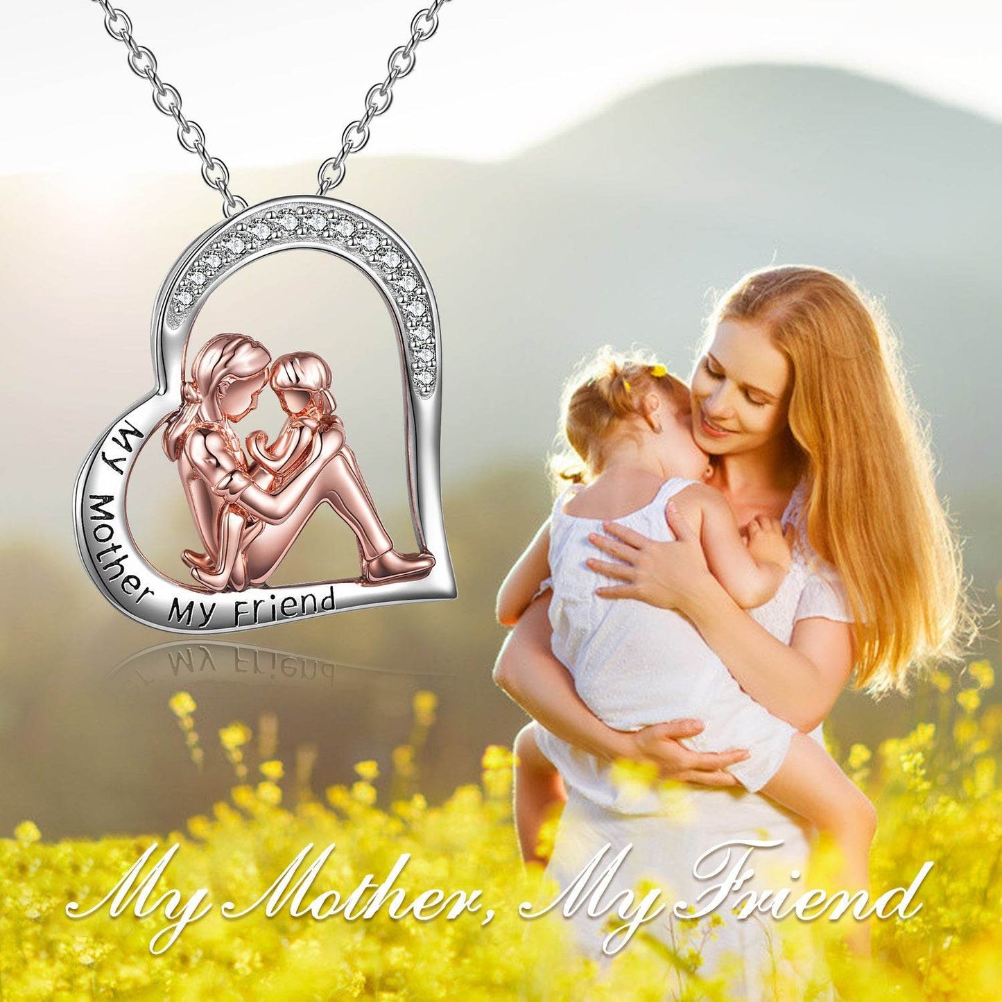 Mother's Day Necklace 925 Sterling Silver Engraved My Mother My Friend - Velora
