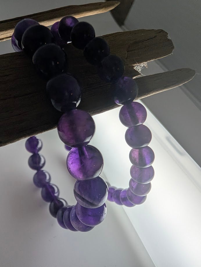Deep Purple Amethyst Bracelet — 6mm & 8mm Beads