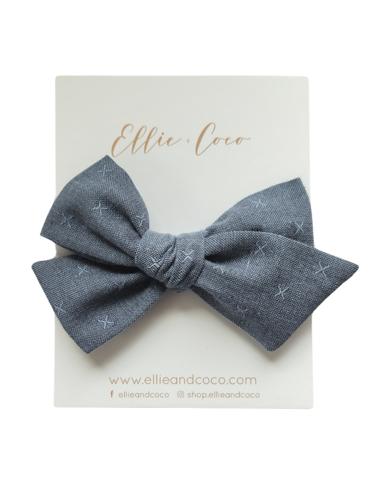 X's Oversize Bow | Blue Denim - Velora