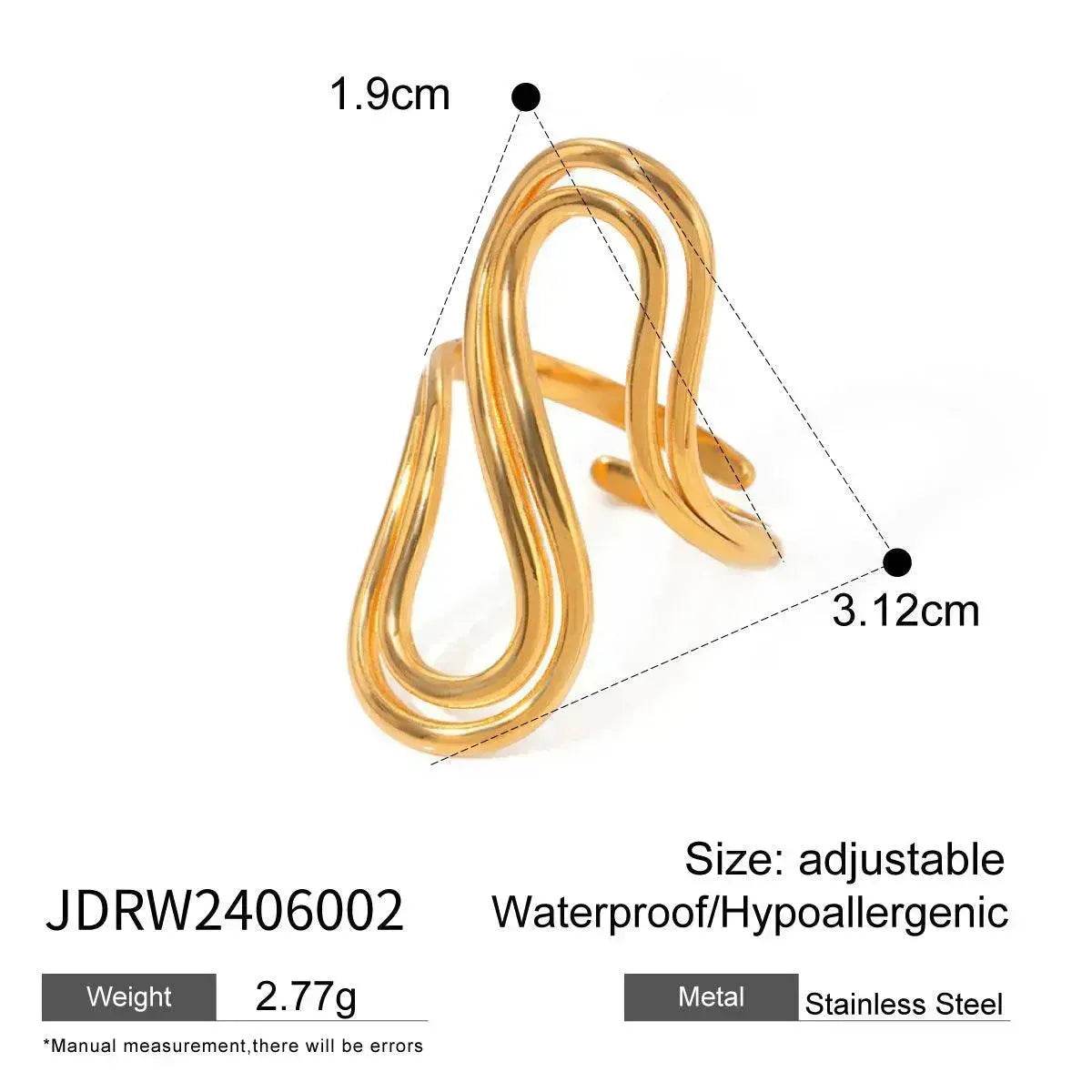 Design Sense Minority Simple 18K Gold Stainless Steel Double Layer Snake Shape Ring for Women - Velora