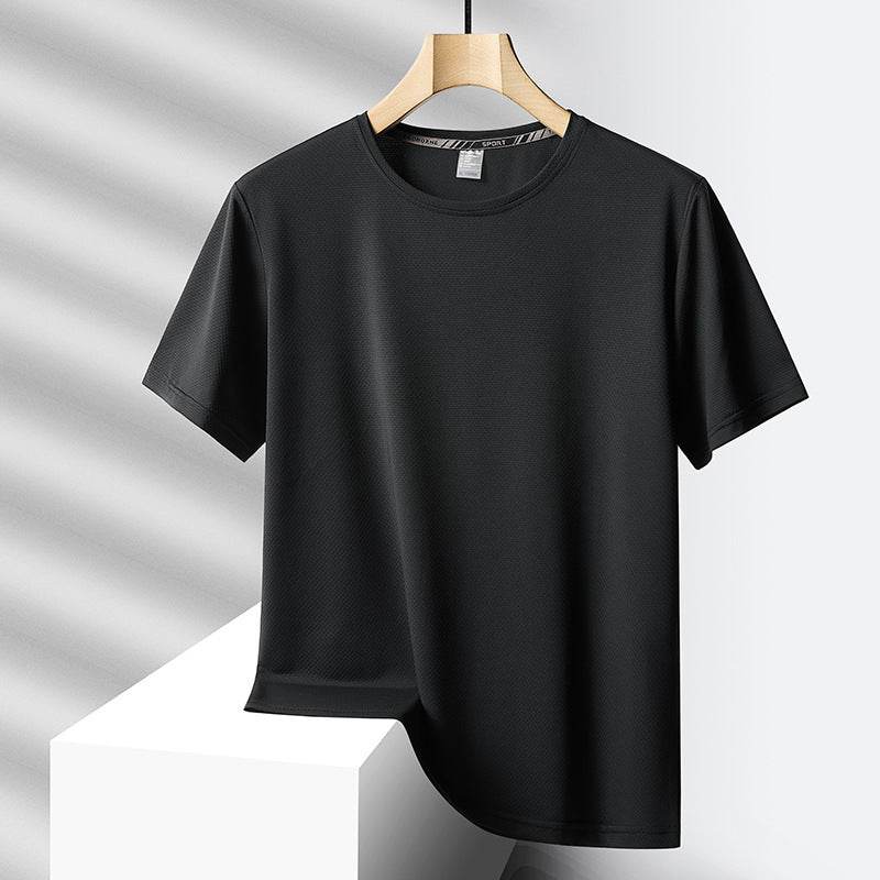 Men's Ice Silk Casual Sports Round Neck Oversized T-shirt - Velora
