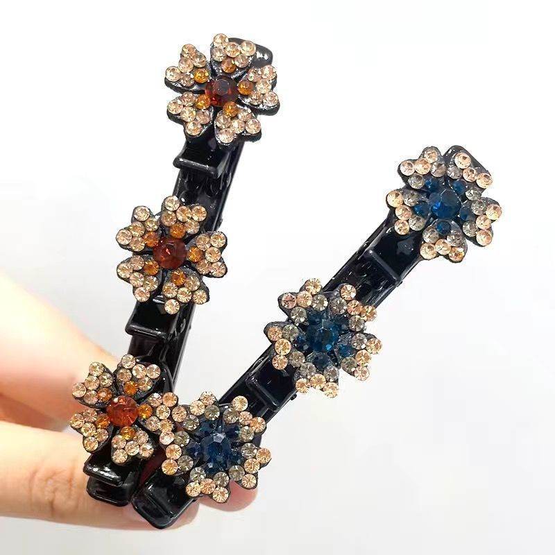 Girls Floral Rhinestone Bling Hair clip Hair Accessories - Velora