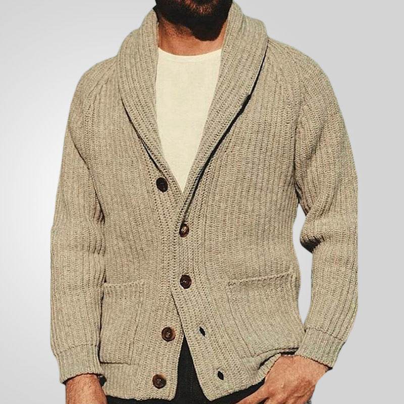 Men's Lapel Knitting Cardigan Fashion Button Sweater With Pockets Outwear Long Sleeve Top Spring Fall - Velora