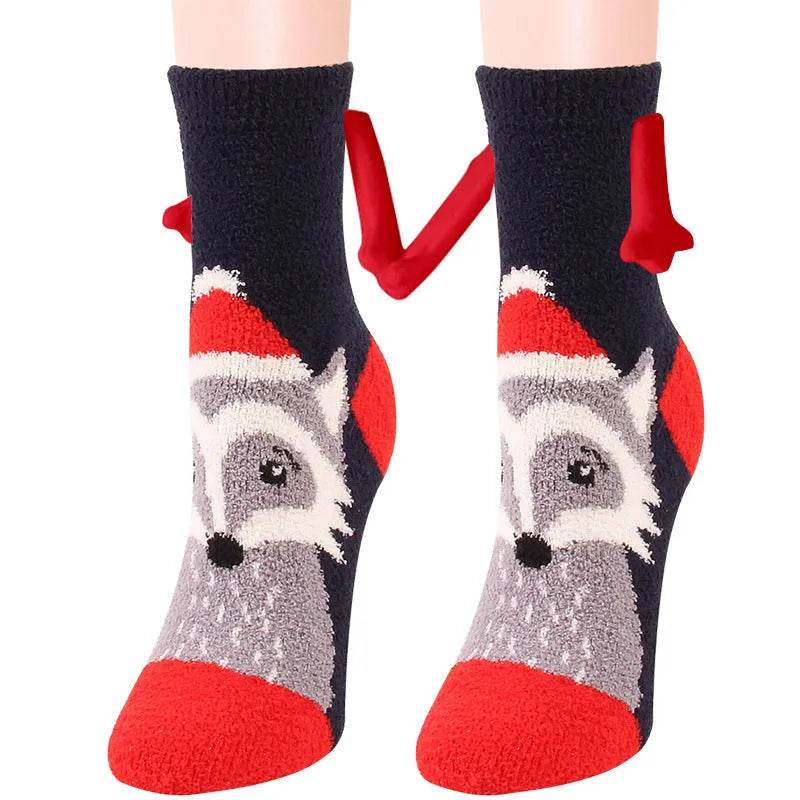 Soft Carton Christmas-themed Fleece Winter Home socks for Women