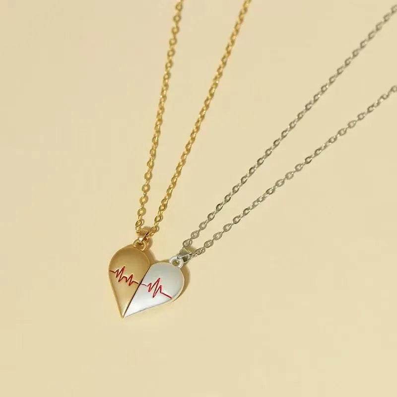 Heartbeat Magnetic Heart Necklace Love Couple Jewelry - Velora