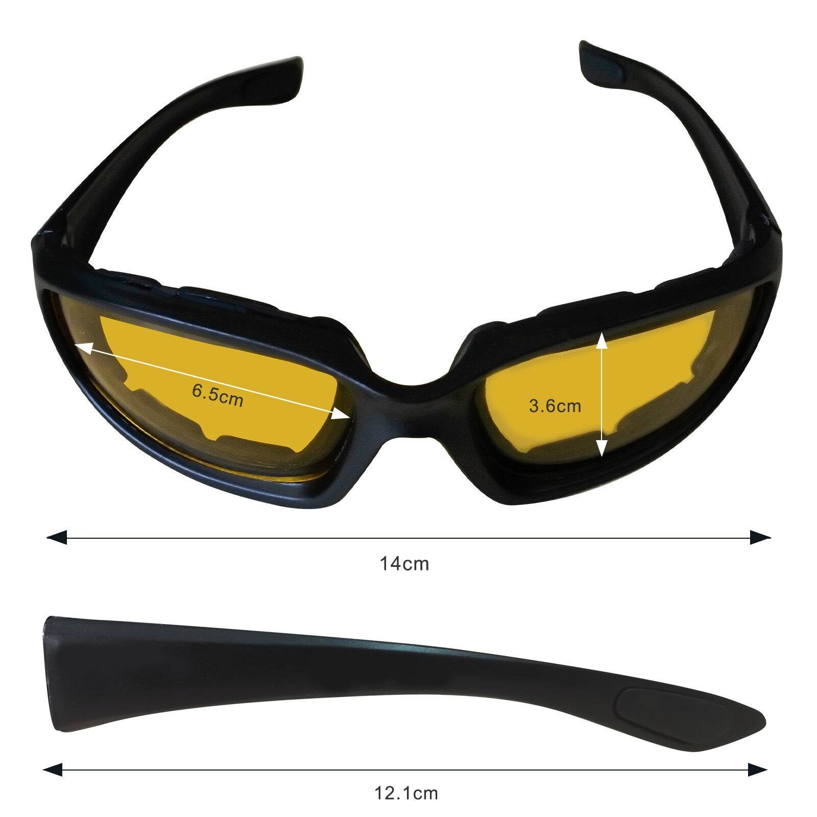 Cycling Sunglasses Chopper Outdoor Sports Glasses For Men Wrap Around UV400 Protection For Fishing Night Driving Glasses Wind Resistant Yellow Lens - Velora
