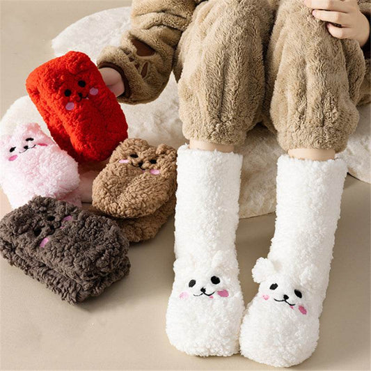 Winter Floor Socks Velvet Thicken Warm Coral Velvet Cute Socks Japanese-style Home Footwear Non-slip Socks New Year Gifts Winter Gadgets - Velora