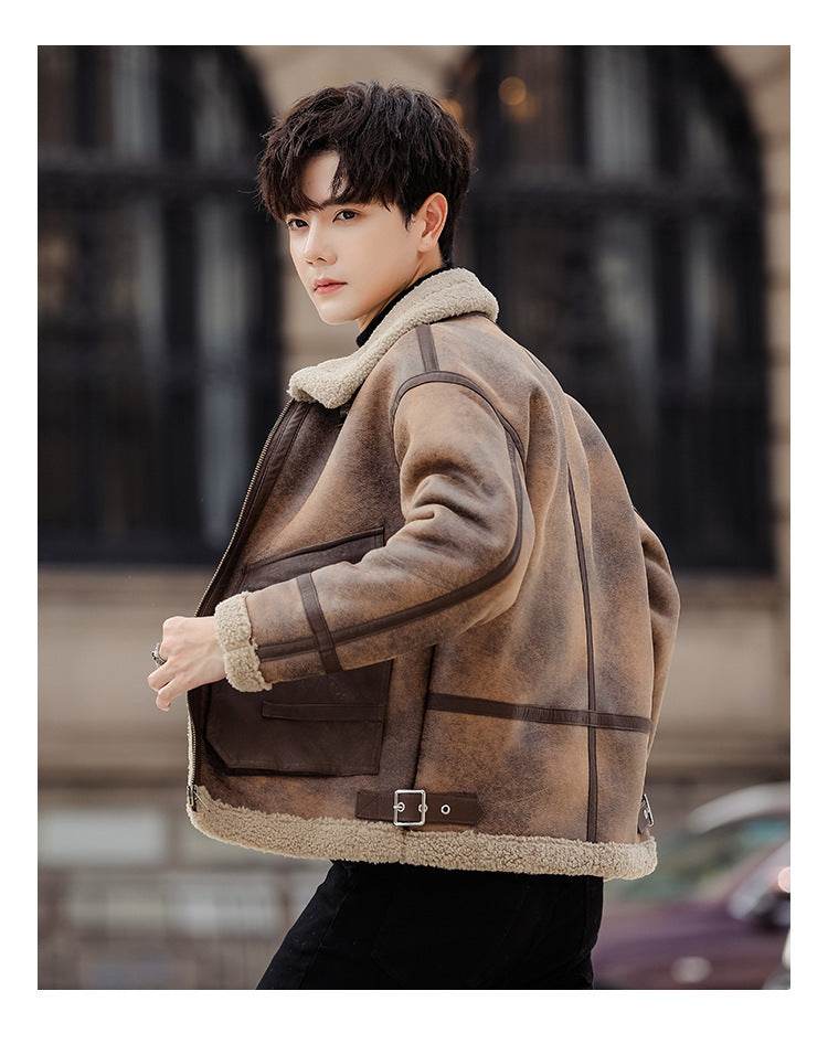 Leather And Fur Casual Coat For Men - Velora