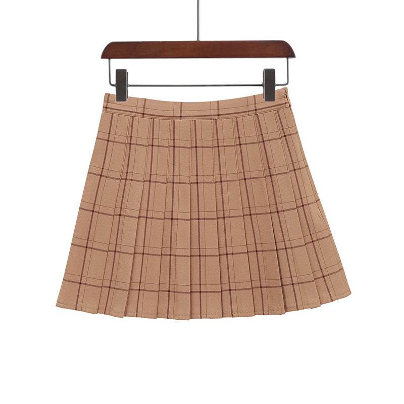 Mini Plaid Pleated High Waist Skirt A- Line Skirt - Velora
