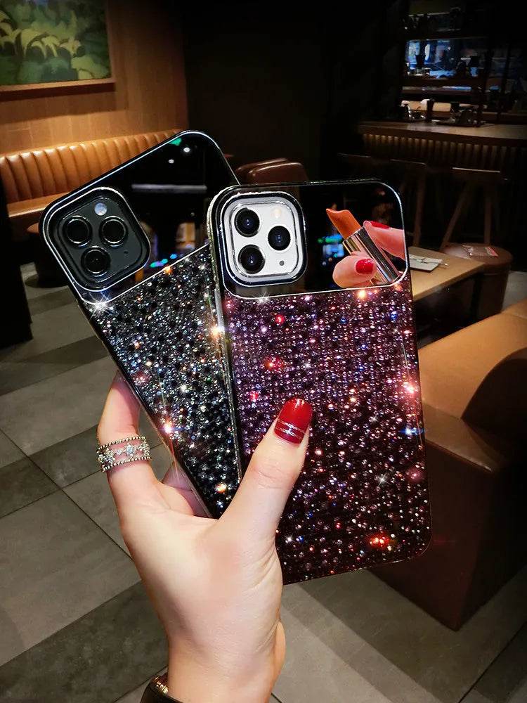Silicone Gradual Rhinestone iphone case Apple Phone Protective Case - Velora
