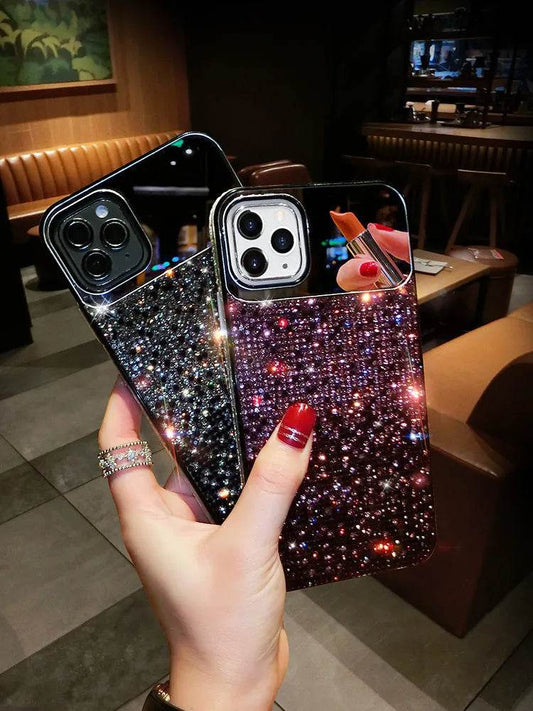 Silicone Gradual Rhinestone iphone case Apple Phone Protective Case - Velora