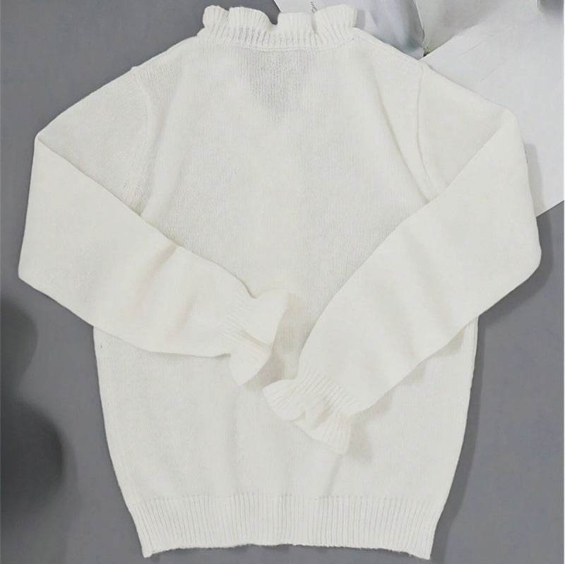 Winter V-neck Ruffled Knitted Sweater Fashion Pullover Long-sleeved Tops For Women - Velora