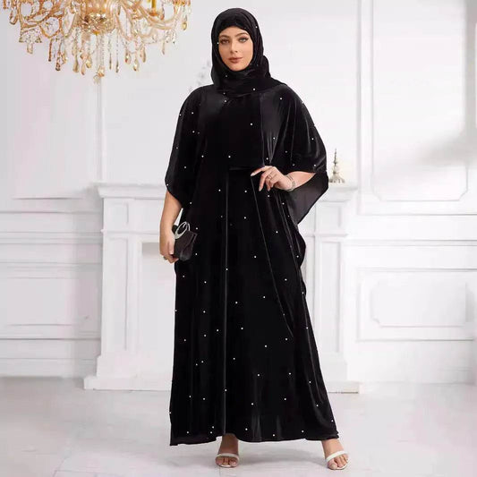 Black Abaya Hijab Jilbab Abaya for ArabMiddle East Arab Dubai Islamic Wear for Women Eid Jalabiya for Women Abaya Khimar set - Velora