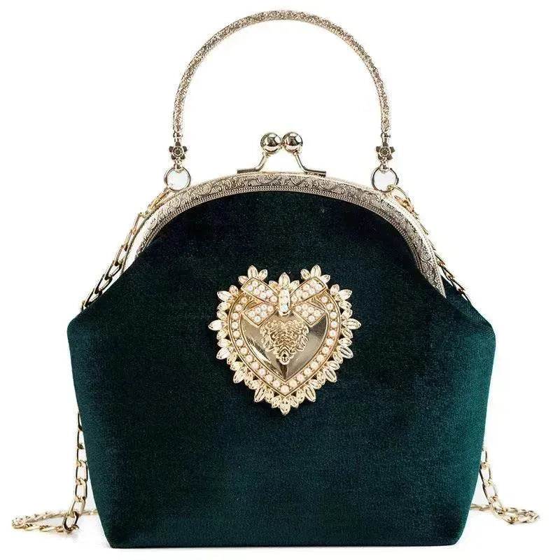 Diamond Retro Style Women Shoulder Medium Size Zipper Handbag