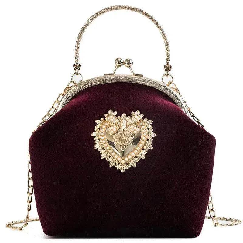 Diamond Retro Style Women Shoulder Medium Size Zipper Handbag