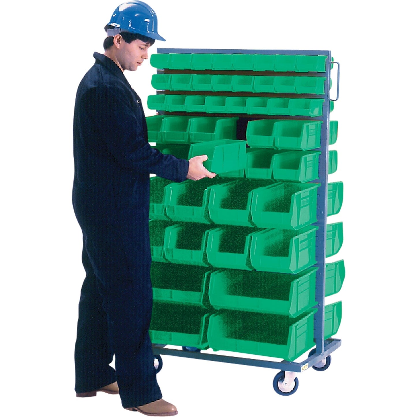 Double-Sided Mobile Bin Rack, Double-sided, 96 bins, 36" W x 24" D x 63" H - Velora Luxury Fashion