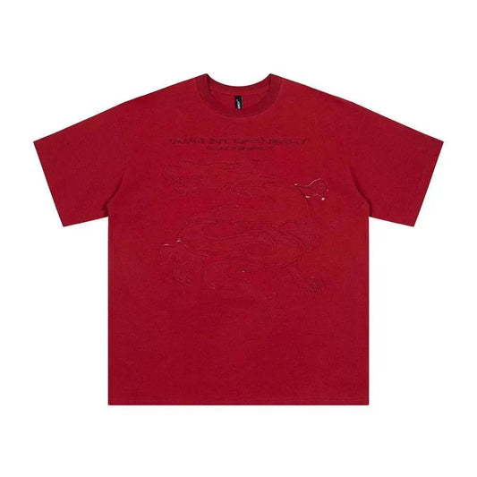 Dragon Paste Cloth Embroidery Short Sleeve - Velora