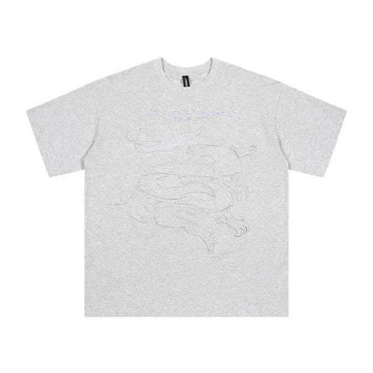 Dragon Paste Cloth Embroidery Short Sleeve - Velora
