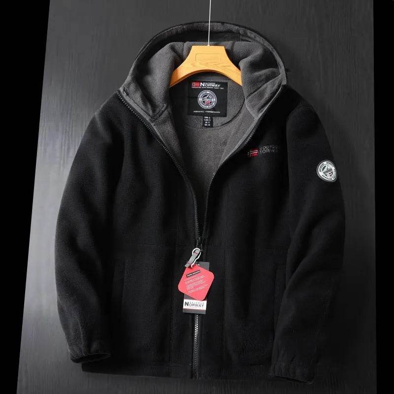 Men Winter Plus Size Men's Brushed Fleece Quarter Zipper Hoodie Sweatshirt Pullover - Velora