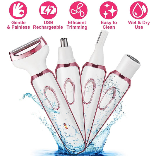 4 in 1 Painless Women Electric Hair Shaver trimmer for women - Velora