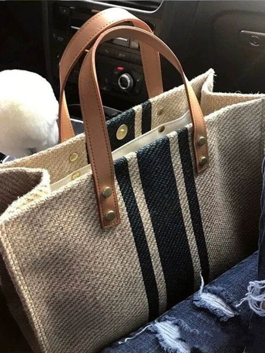 Women's Portable Briefcase Professional Commute Striped Minimalist Shoulder Bag - Velora
