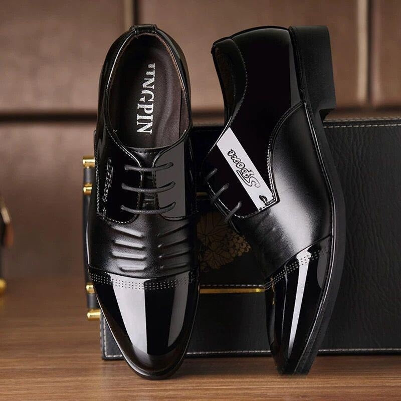 Men's Autumn Height Increasing Casual Black Groom Wedding Shoes - Velora
