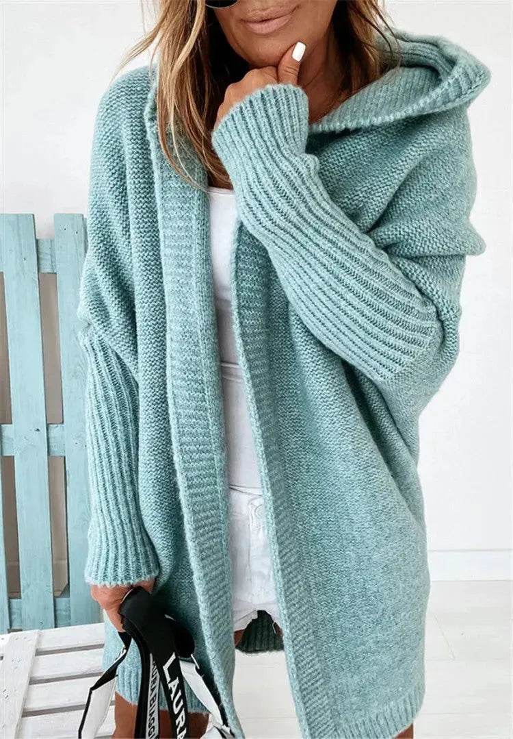 Oversized Head cover Knitted Long Kimono Cashmere Cardigan for Women - Velora