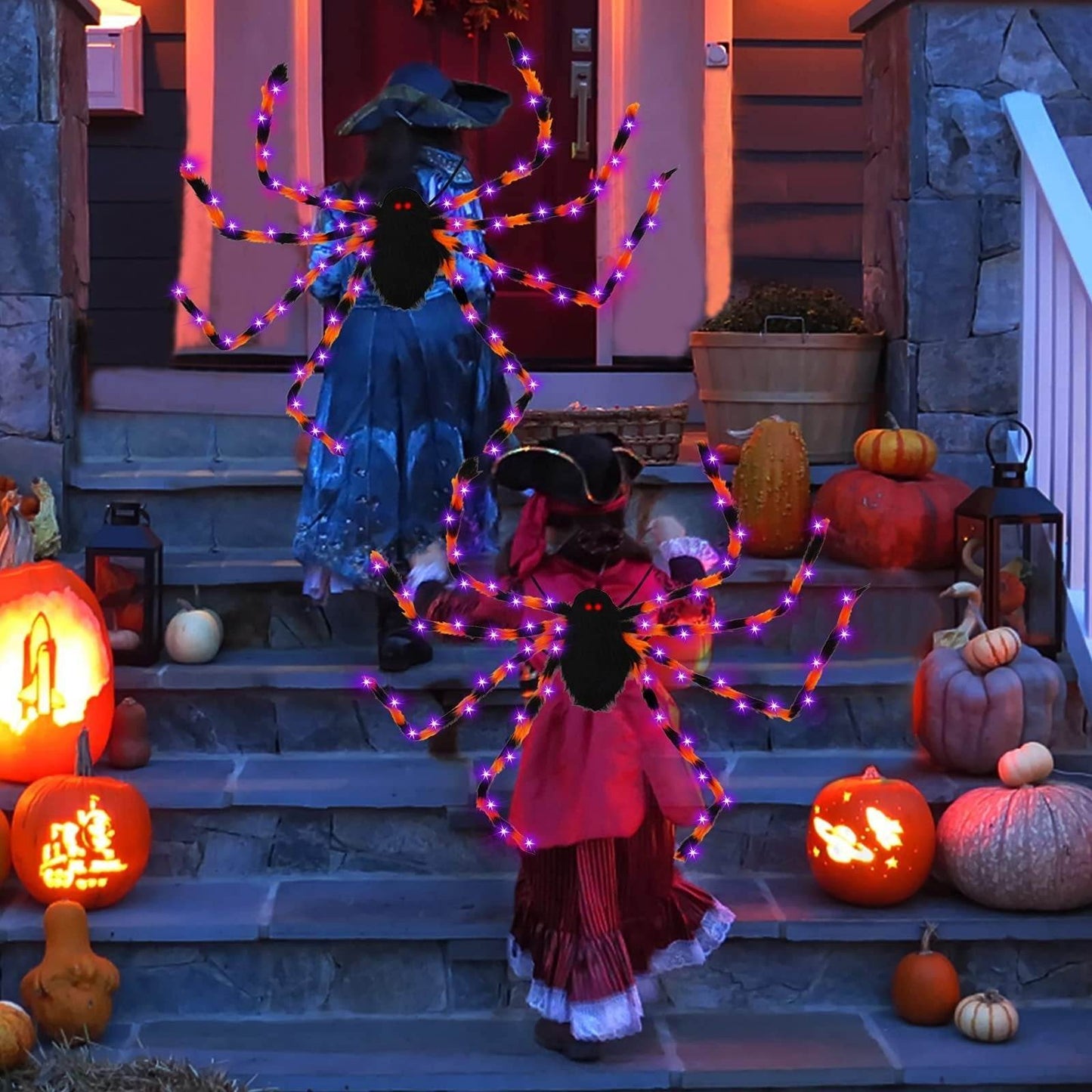 Halloween Spider Backpack Nine LED Modes Plush Sugar Bag - Velora