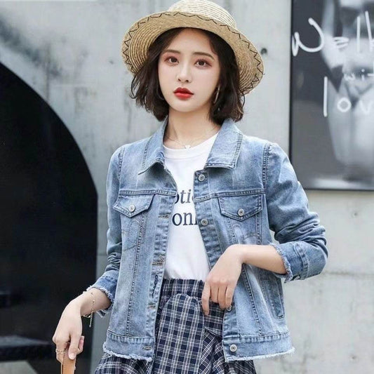 Korean Version Of The Loose Student's New Trendy All-match Net Red College Style Simple Denim Jacket Women - Velora