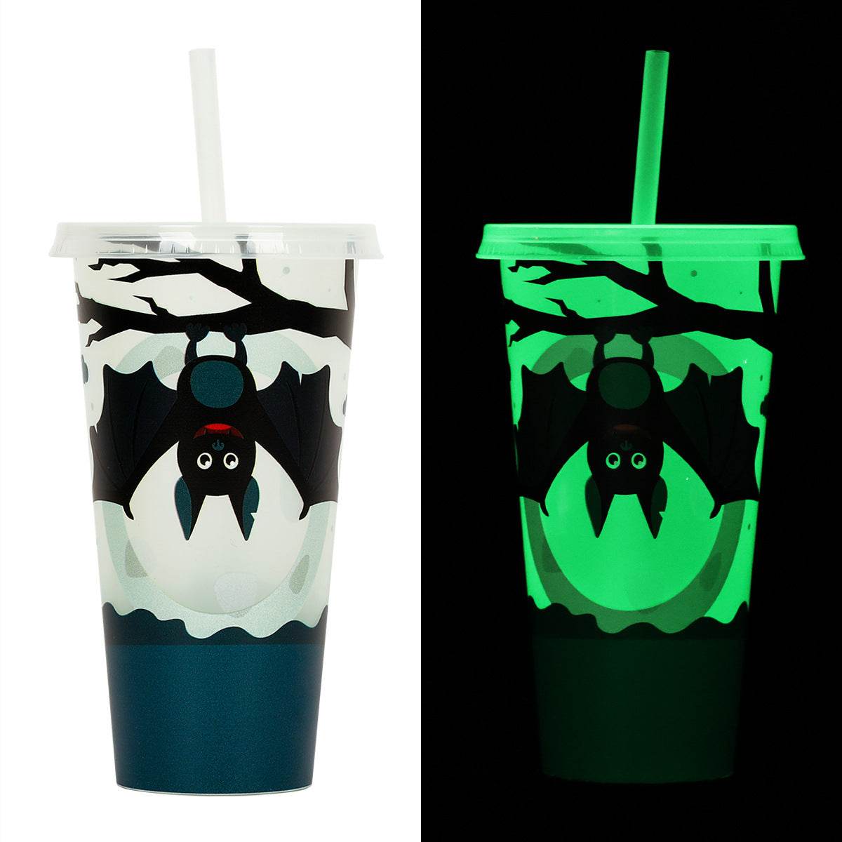 720ml Plastic Sippy Cup Halloween Luminous Straw Cup - Velora