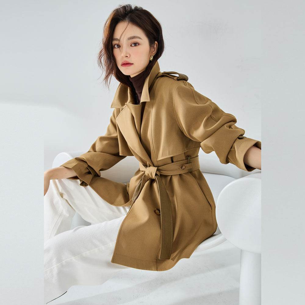 New Casual Elegant Elegant Short Trench Coat Women - Velora