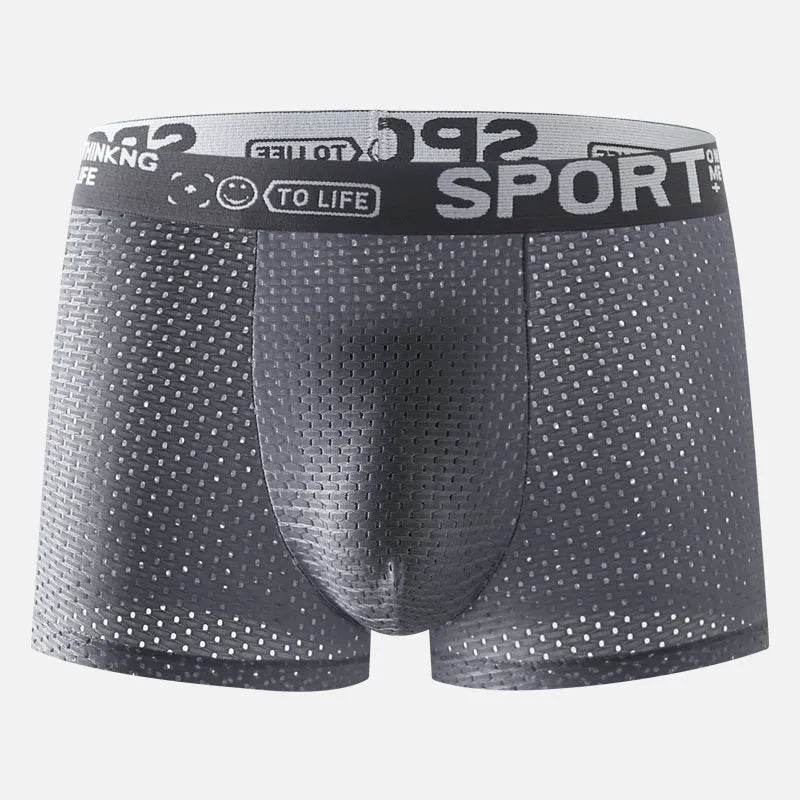 Men's Underwear Mid Waist Mesh Ice Silk Mesh SPORT Boxer Brief - Velora