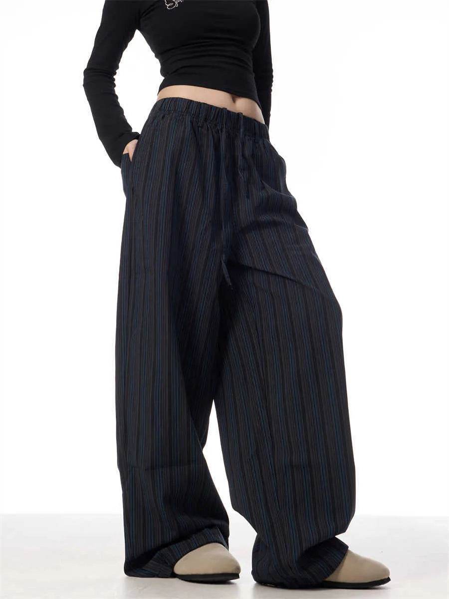 American Vintage Stripe Machete Wide-leg Casual Baggy Trouser Pants Women - Velora