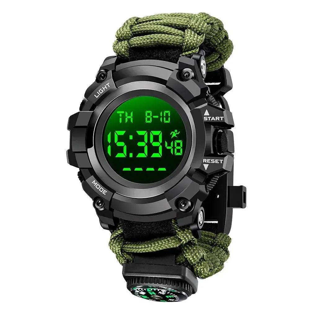 Double Display Electronic Watch Whistle Ignition Compass Thermometer Watch Men - Velora