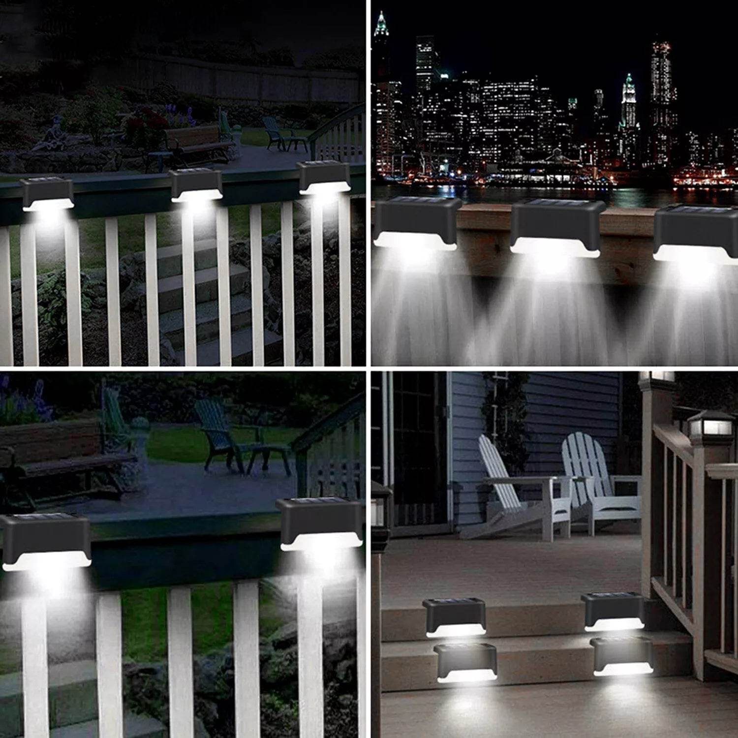 4 Solar LED Bright Deck Lights Outdoor Garden Patio Railing Decks Path Lighting Outdoor Garden Light Deck Lamp Solar Stairs Light - Velora