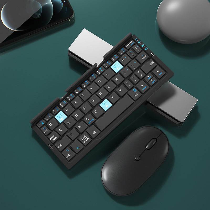 Mini Folding Bluetooth Keyboard Wireless Keypad Support3 Devices With Stand Rechargeable Foldable Keyboard For Phone Tablet - Velora