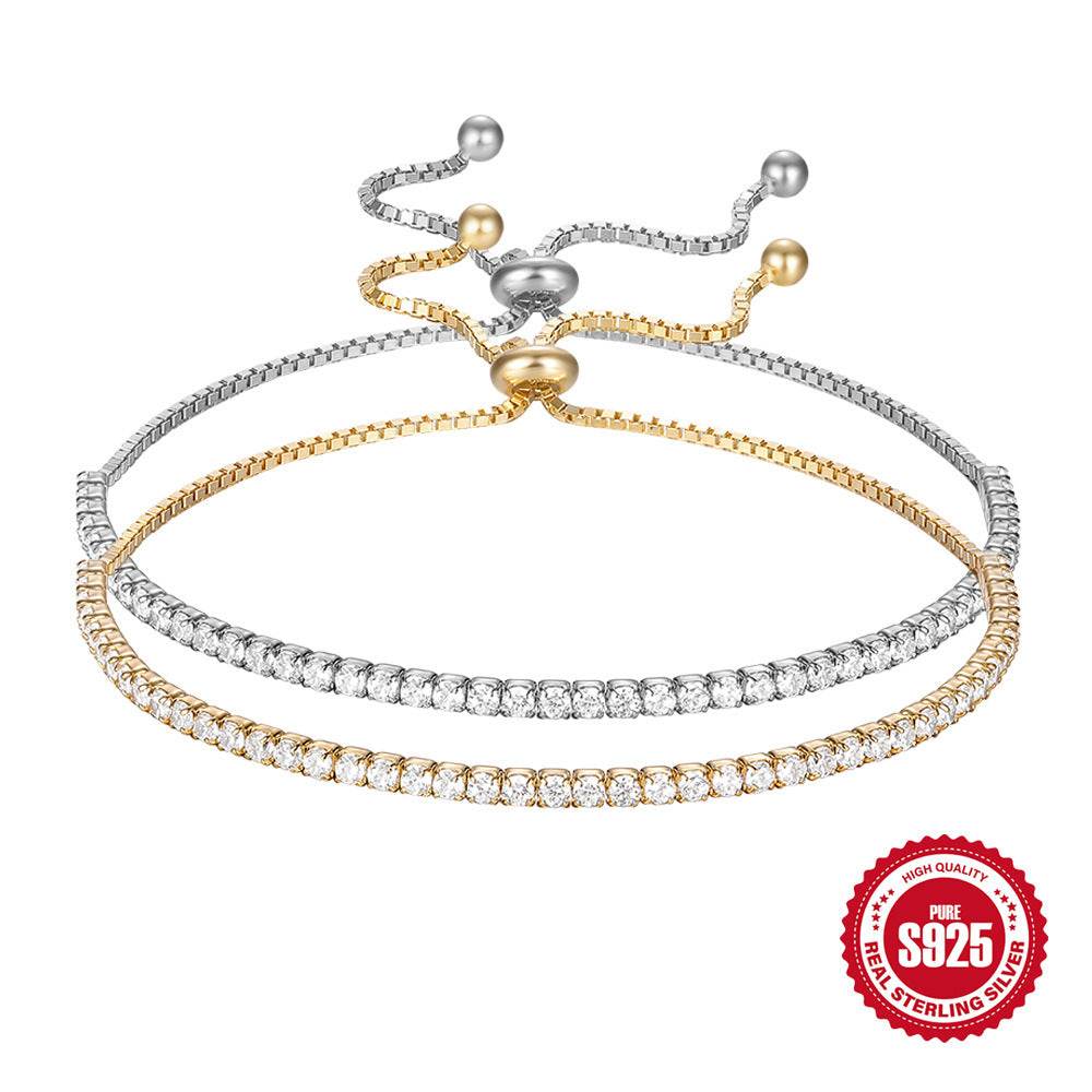 S925 Sterling Silver Fashionable All-match Elegant Single Row Tennis Zircon Women's Bracelet - Velora