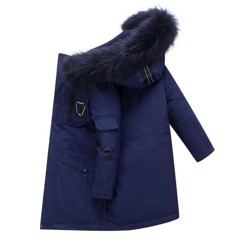 Children's Down Jacket Windproof Thick Fur Collar Winter Coat Jacket - Velora